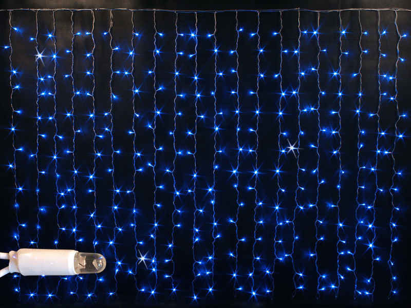 Качественная картинка Светодиодный занавес RichLed, 2*1,5 м облегченный, 220 В, мерцание, IP 65, герм. колпачок, синий