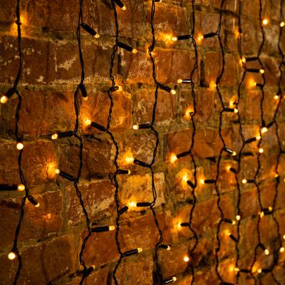 Светодиодный занавес NEON-NIGHT 2х1,5м ЖЕЛТЫЙ, черный ПВХ, IP65, постоянное свечение, 230В