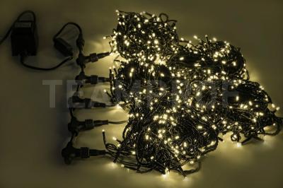 Светодиодная гирлянда спайдер Teamprof, 5 нитей по 20м, флэш, черный провод, теплая белая