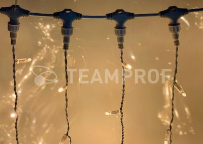 Светодиодный занавес Teamprof 2х6м, статика, черный провод, теплый белый