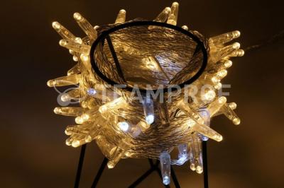 Светодиодная гирлянда нить Teamprof, 10м, 100 LED, 24В, мерцание, прозр.провод, герм.колп., т. белая