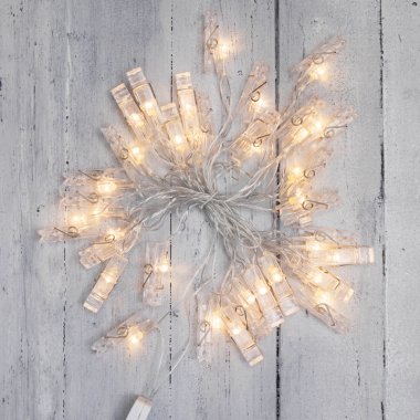 Гирлянда светодиодная Прищепки Neon-Night 5 м, прозрачный ПВХ, IP 20, 50 LED, теплый белый