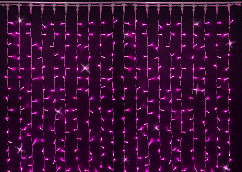 Качественная картинка Светодиодный занавес 2*3 м Rich LED, с герметичным колпачком IP65, цвет розовый