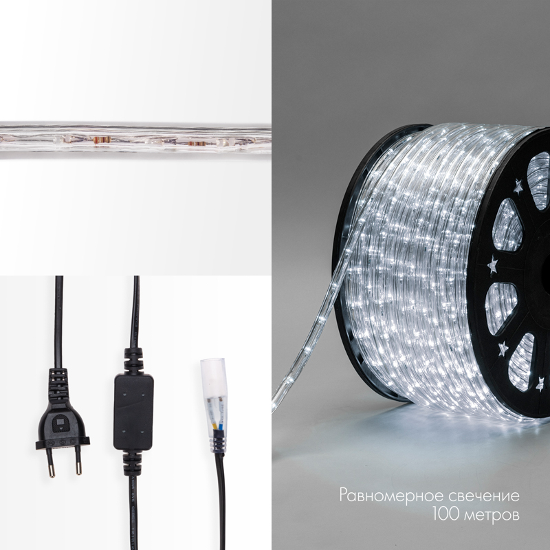 Качественная картинка Дюралайт NEON-NIGHT двухжильный 230В 13мм 24 LED/м БЕЛЫЙ статика