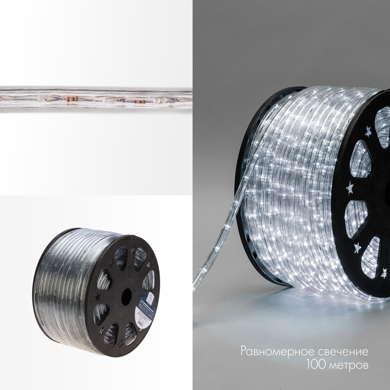 Качественная картинка Дюралайт NEON-NIGHT двухжильный 230В 13мм 24 LED/м БЕЛЫЙ мерцание Эконом