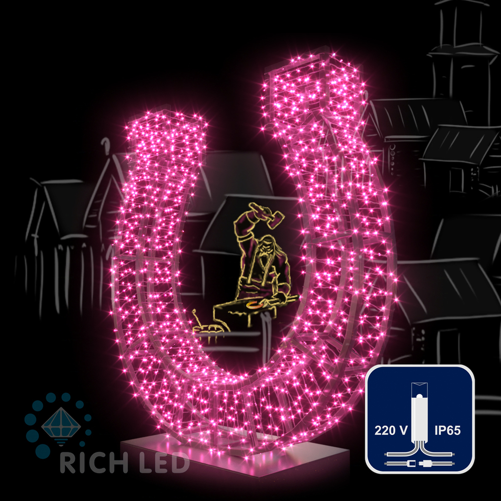 Качественная картинка Светодиодные гирлянды RichLed Нить 10 м, 220 В, пост. свеч, IP65, герм. колп., прозр.провод, розовый