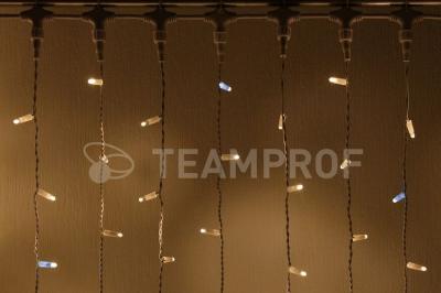Светодиодный занавес Teamprof 2х9м, мерцание, белый провод, теплый белый