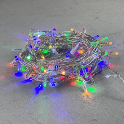 Светодиодная нить с колпач. Laitcom 10 м, 220В, IP65, 100 led прозр провод, (мерц БЕЛ.ДИОД), разноцв