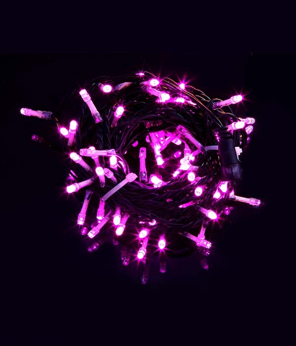 Качественная картинка 03-105 Комплект гирлянды Laitcom, с мерц. 60м., 3x20м, 600 LED, IP44, 24V, черн. провод PVC, розовый