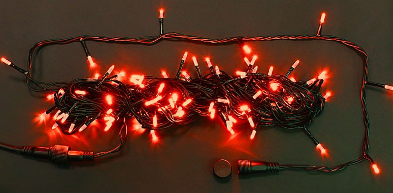 Качественная картинка Светодиодные гирлянды RichLed Нить 10 м, 24 В, пост.свеч, черный провод, цвет красный