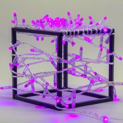 Светодиодная нить Laitcom, с колпачком 10м, 100 LED, 24V, IP65, прозр. пр., пурпурный