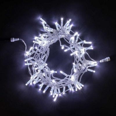 Светодиодная нить с колпач. Laitcom 10 м, 220В, IP65, 100led, прозр.провод, (мерц БЕЛЫЙ ДИОД), белый