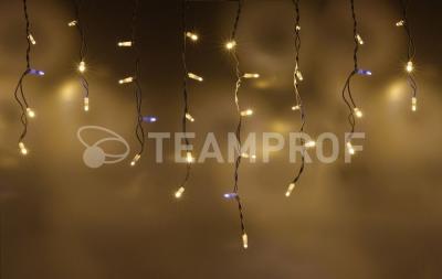 Светодиодная бахрома Teamprof 3х0.6м, IP65, герм.колп., мерцание, белый провод резина, теплая белая