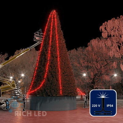Нити 3 по 20 м, RichLed, 24 В, мерцание, цвет красный