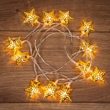 Гирлянда светодиодная на солнечной батарее Звезды Neon-Night 1,2м, проз.ПВХ, IP44, 12LED, теп.белый