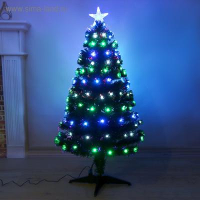 Ёлка фиброоптическая 120 см свечение, d нижнего яруса 65 см, 125 веток мод.T1000V12-120