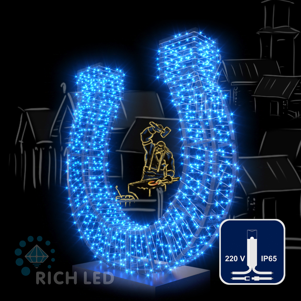 Качественная картинка Светодиодные гирлянды RichLed Нить 10 м, 220 В, пост. свеч, IP65, герм. колп, белый провод, синий