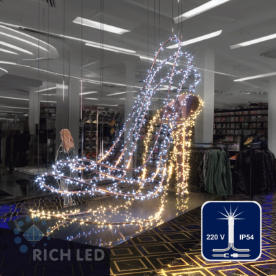 Светодиодные гирлянды RichLed Нить 10 м, 220 В, мерц, IP54, прозр.провод, цвет белый